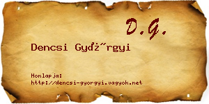 Dencsi Györgyi névjegykártya